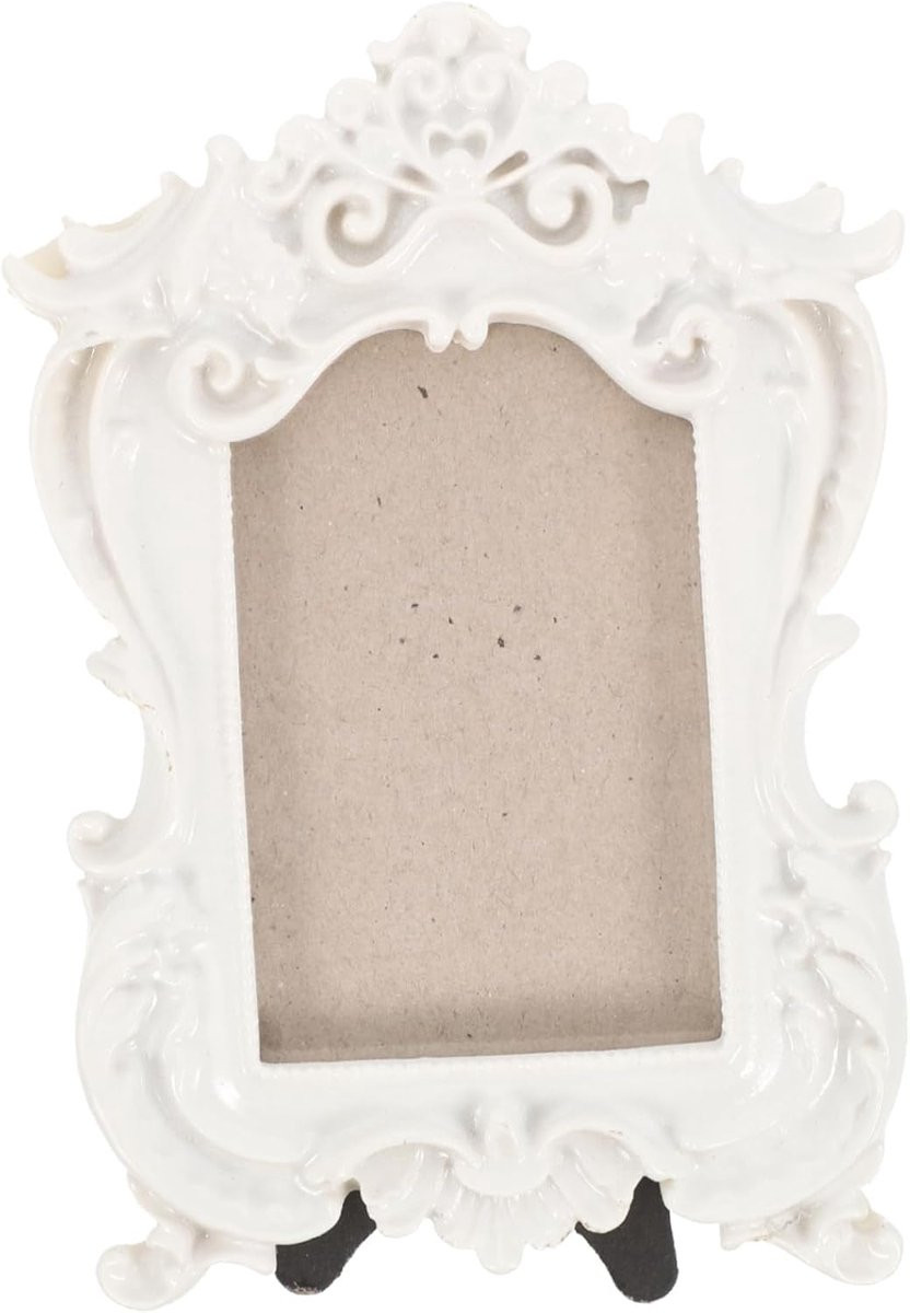 Decoratieve fotolijst in vintage stijl met reliëf, rechthoekig, wit/multicolor