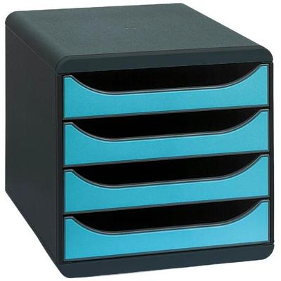 Exacompta 310782D Schubladenbox Big Box, 4 offene Schubladen, Iderama - Türkis