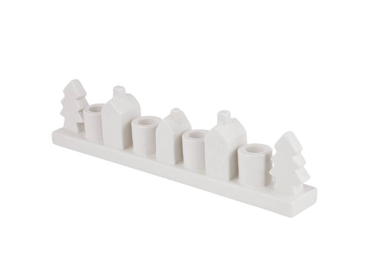 Bougeoir 4 x 8 x 34cm Blanc/Blanc