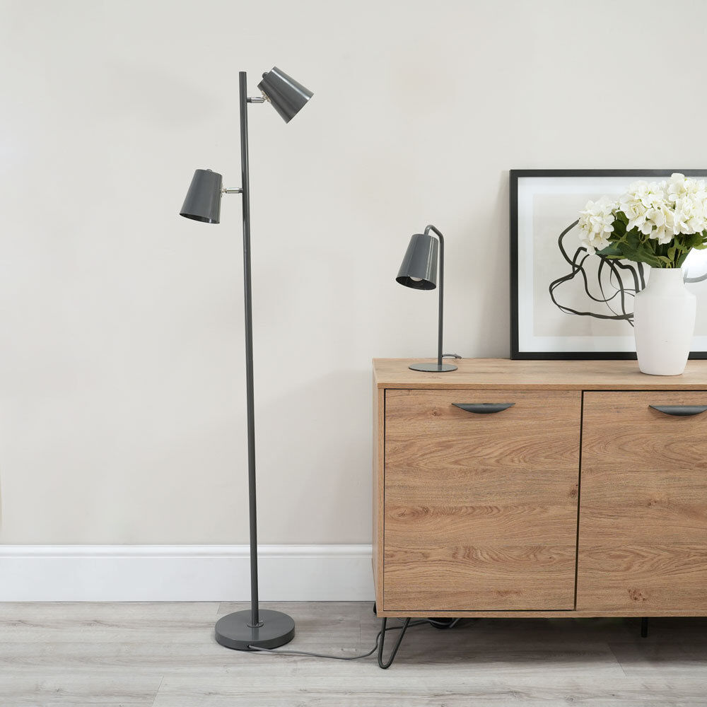 17 Stories Reydan 152cm Traditional Floor Lamp Charcoal Grey 152cm H X 36cm W X 22cm D