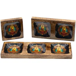 Lrg Enamelled Mango Tray Set - Buddha
