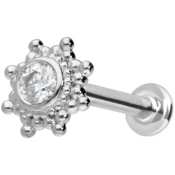 14 Karat Gold Labret mit Innengewinde MOISSANIT-SONNE