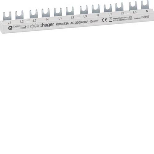 Hager KDS463A KDS463A Phasenschiene 12 Module 63A L1L2L3N-L1L2L3N-L1L2L3N QuickBusbar Phasenschiene 1St.