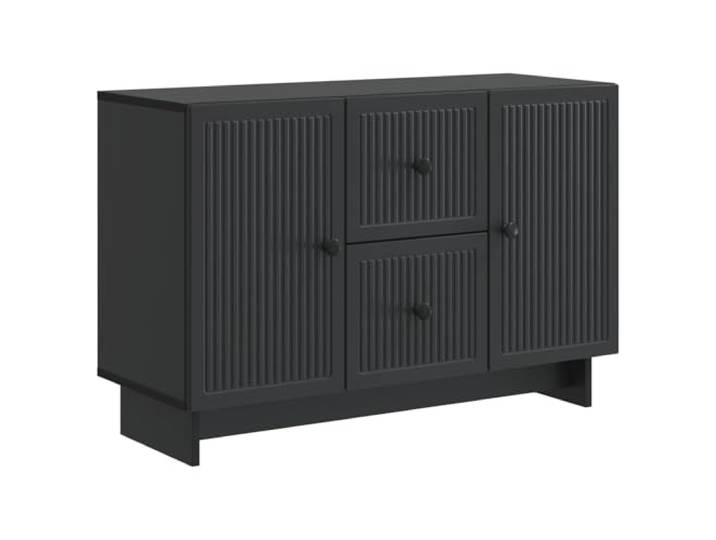 GFMGUEMV Sideboard Schwarz 89 x 34,5 x 60 cm Holzwerkstoff mit Schubladen Moderne Aufbewahrung, Pendeltüren, Regale, Knopfgriffe, pflegeleichte Oberfläche, Esszimmer