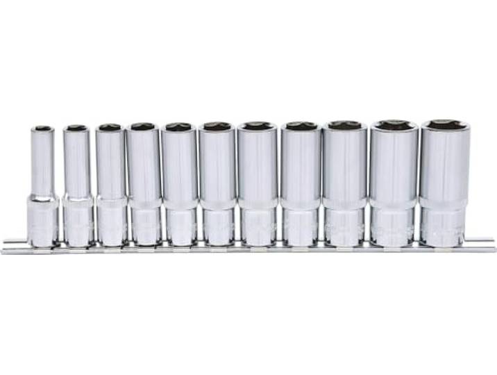KS Tools 918.0611 Jeu de douilles 6 pans 3/8'' 11 pièces Jeu de douilles 3/8'' 6 pans CHROMEplus\, longues\, 11 pcs. 8-19mm\, chrome vanadium