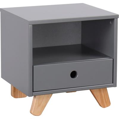 Nachtkommode MÖBILIA "Dolidoo", grau, B:40cm H:40cm T:35cm, Holz teilmassiv, MDF, Sideboards, in skandinavischem Look