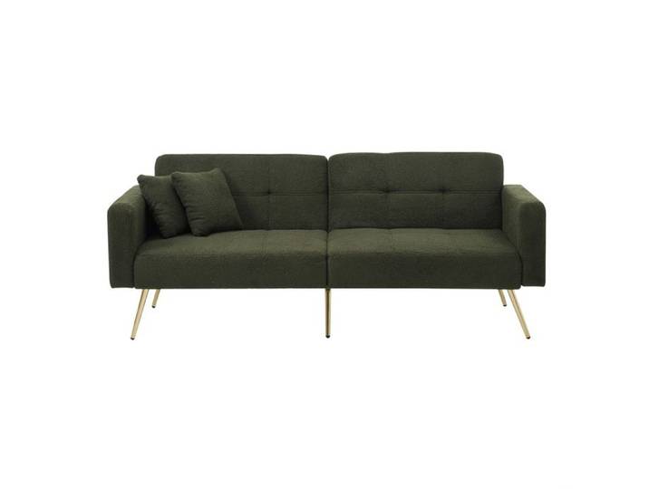 DRIPEX Canapé Convertible 2/3 places Canapé Moderne en Sherpa Canapé-lit pliable pour salon pieds dorés Vert 175×64×72cm