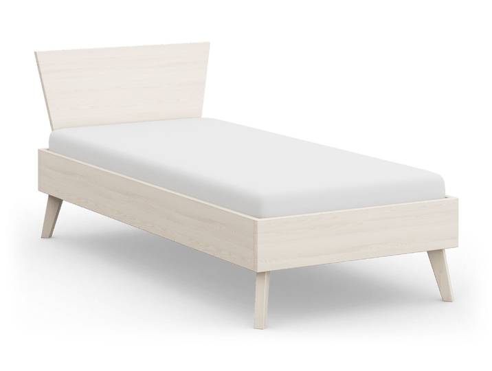 Naturwohnen Massivholzbett 90x200cm Natürlich Weiß lasiert Serie Rivus Design und Handwerk perfekt vereint mit bioola® colour veredelt