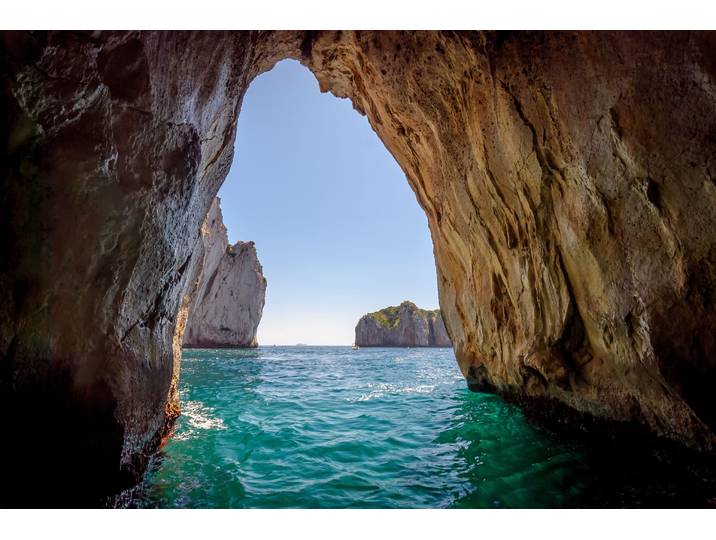 Fototapete PAPERMOON Blue Grotto in Capri island , bunt, B:2m L:1,49m, Vlies, Tapeten, Fototapete