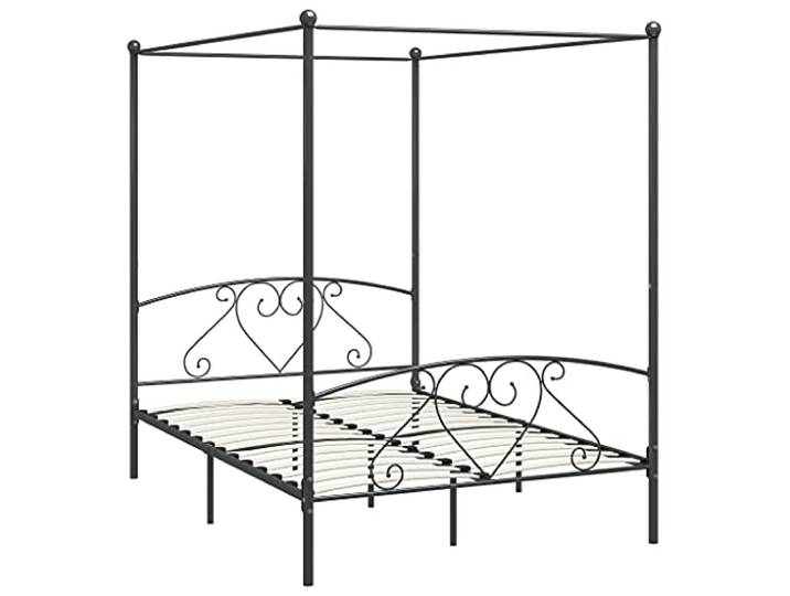 vidaXL Himmelbett Bett Bettgestell Doppelbett Metallbett Bettrahmen Lattenrost Schlafzimmerbett Schlafzimmermöbel Ehebett Grau 160x200cm