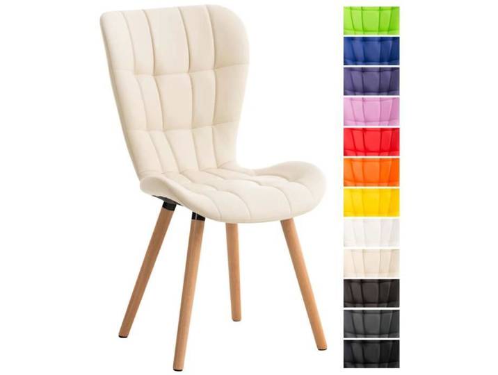 Chaise de salle à manger - CLP - Elda - Similicuir - Pieds en bois - Style scandinave moderne
