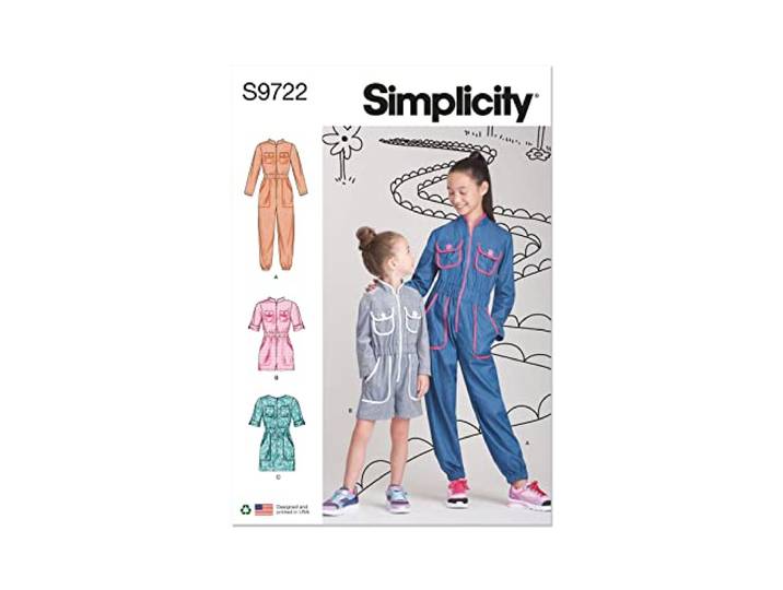 SIMPLICITY SS9722HH kinder- en meisjesjumpsuit, romper en jurk, HH (3-4-5-6)