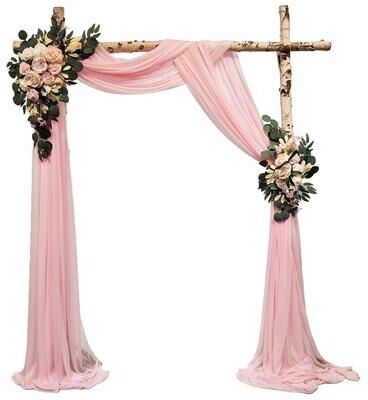 Garvee Realistic Artificial Wedding Arch Flowers, Floral Arrangements & 1 White Drape