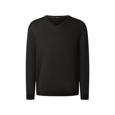 Strickpullover MAERZ MUENCHEN "Maerz Muenchen 403800 Strickpullover Herren Bekleidung", Herren, Gr. 52, schwarz, 100% Schurwolle, V-Ausschnitt, Pullover Strickpullover
