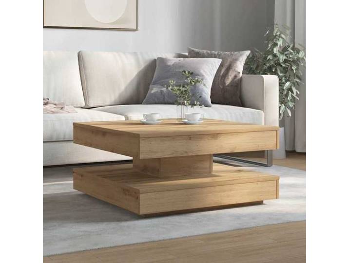 Table basse rotative - vidaxl - 70x70x34 5 cm - Chêne artisanal - Rotative à 360 degrés - Capacité 20 kg - Brun - Carré