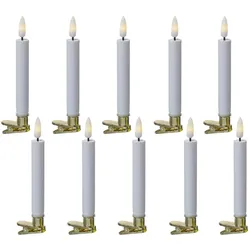 MARELIDA LED Baumkerzen mit Clip 10 Weihnachtskerzen Baumbeleuchtung kabellos Fernb