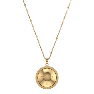 Kette mit Anhänger JOOP "Kreis rund Kornblume", gold (gelbgoldfarben), Halsketten, Damen, Edelstahl, L: 55 B: 1,3mm, B:1,3mm