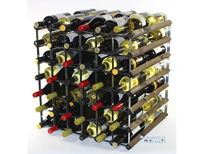 Doppel Tiefe 84 Flasche Eiche dunkel gebeiztem Holz und verzinktem Metall Weinregal fertig montiert