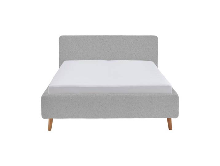 Meise Mattis Polsterbett in Teddy-Stoff optional mit Bettkasten - Teddy-Stoff Abriamo grau - 140 x 200 - Komfort Modell Skandinavisch, Zeitlos