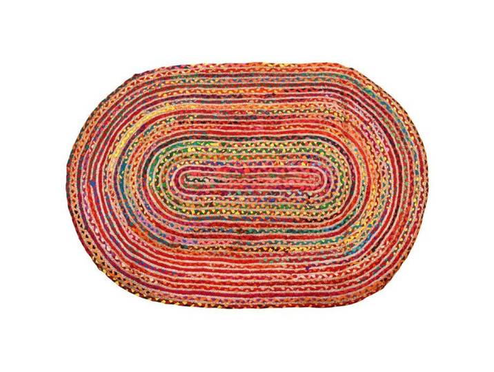 Tapis ovale coloré en jute et coton India 180 x 120 cm