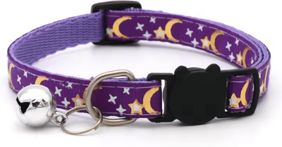 Inspire Curations LunaCharm Gold Star & Moon Adjustable Pet Collar purple