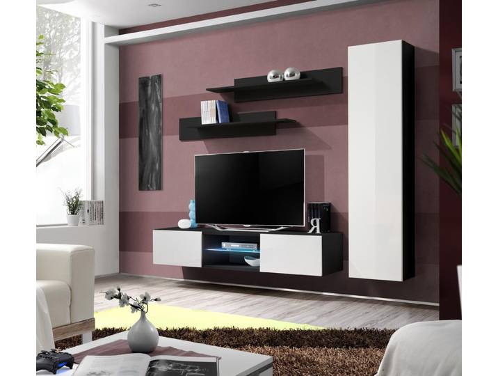 Xlmoebel Wohnwand Luxus 4tlg. Einrichtung Set Designer Möbel Hänge Vitrine Holz, (4-St), Made in Europa
