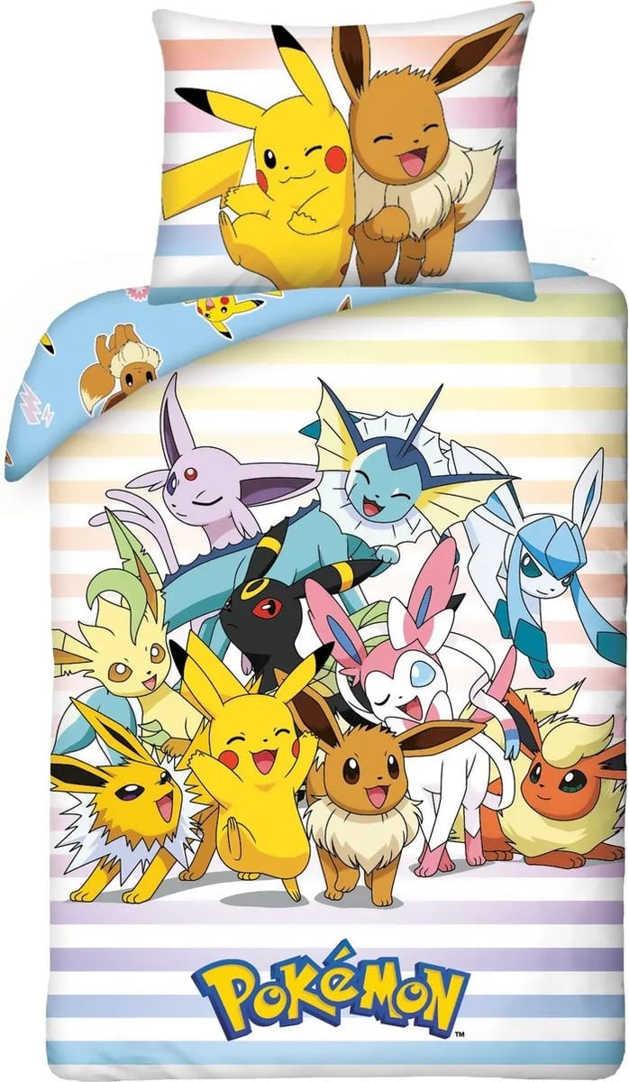 Pokémon Dekbedovertrek Catch 'Em All voor volwassenen, 140 x 200 cm