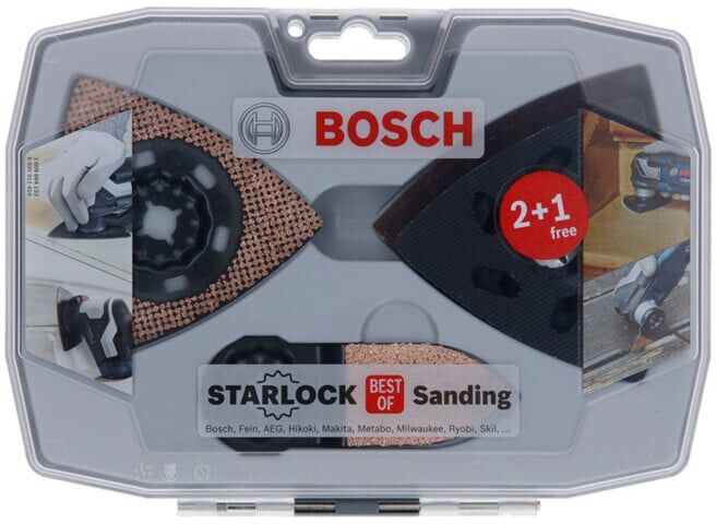 Set Best of Sanding Starlock, 6 pièces AVZ 93 G ; AVZ 90 RT6 ; AVZ 32 RT4 ; papier abrasif Wood & Paint (3x) ; Bosch (2608664133)