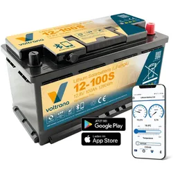 Voltrana Lithium Solarbatterie 12,8V 100Ah 1280Wh Autopol Bluetooth Heizfunktion...