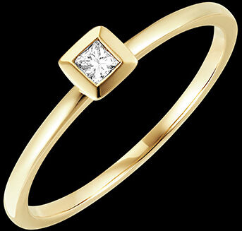 Edenly Ring FraÃ®cheur - Viereck - 18 Karat Gelbgold mit Diamant
