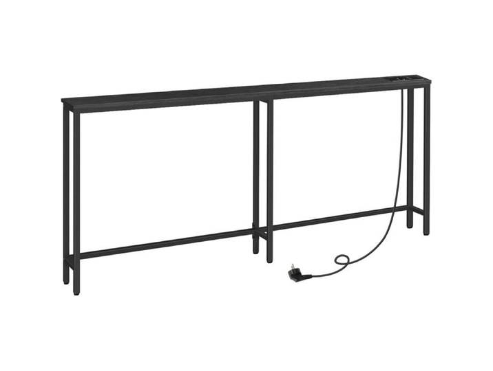 HOOBRO Console Meuble avec multiprise Table Console Bout de Canapé étroit Console derrière Le canapé Noir