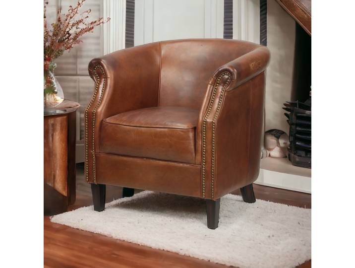 Fauteuil Chesterfield Oxford en Cuir - cigare