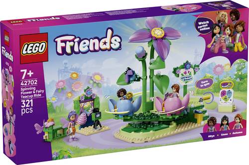 42702 LEGO FRIENDS Feentassen-Karussell mit Blumendeko Spielzeug mit Vergnügungspark Karussell, 3 Spielfiguren
