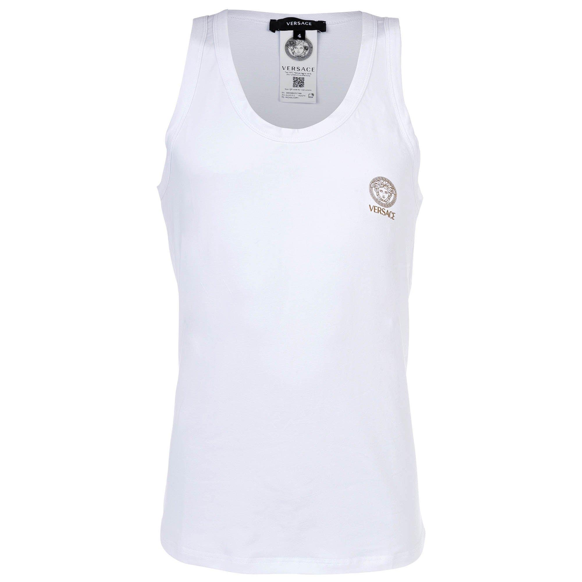 Versace T-Shirt Lange Mouwen Ronde Hals Jersey Topeka Bi-Stretch Katoen Biologisch Nieuw Logo Vest