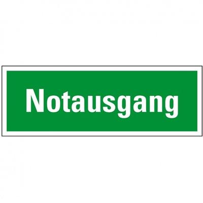 Schild I Rettungszeichen Notausgang, praxisbewährt, Aluminium, 297x105mm