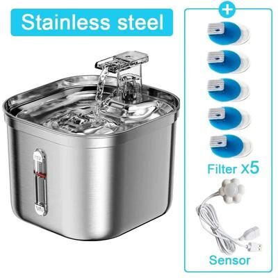 Inspire Essentials Stainless Steel Automatic Pet Water Fountain With Smart Sensor a x5filter sensor