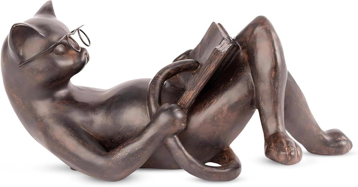 Handgeschilderd Hars Kat Beeldje - Meerkleurige Kat Decoratie voor op de Tafel