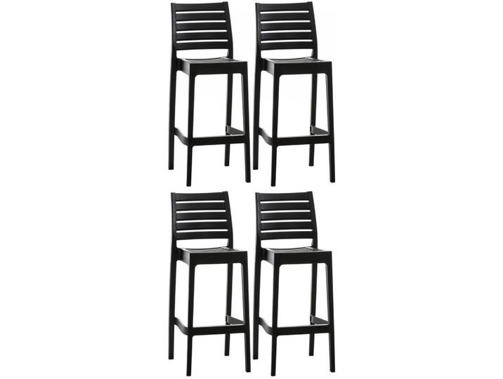 CLP Barhocker 4er Set Kunststoff schwarz, Schwarz, 45x105x51 cm, Esszimmer, Barmöbel, Barhocker