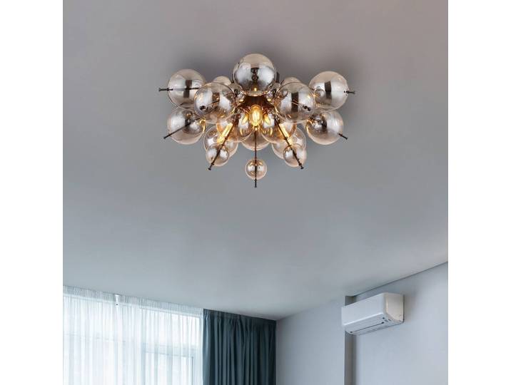 Globo Deckenlampe Udo, dimmbar, alu / grau / zink, für Wohn- / Esszimmer, Glas, Modern, Deckenlampe