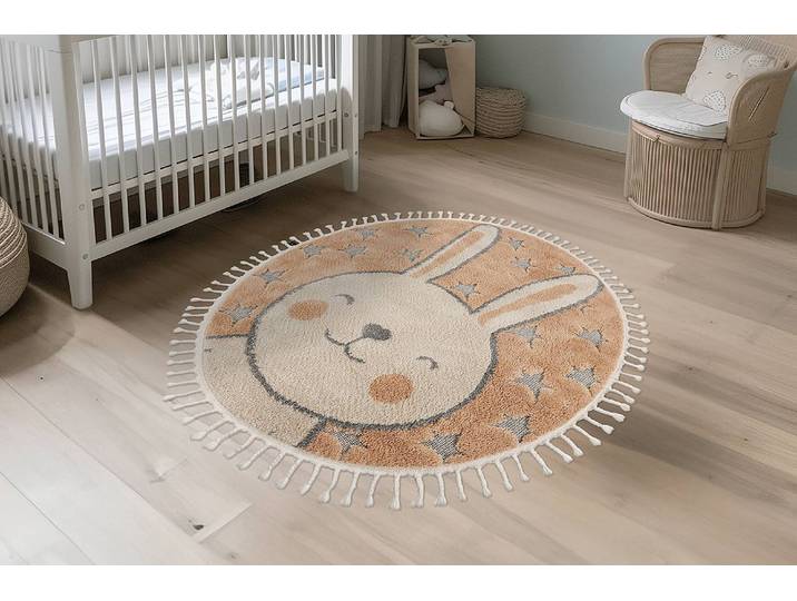 Kinderteppich My Fano Rabb rund Ø 133cm Orange/Beige
