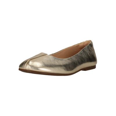 Ballerina CLARKS "Livia", Damen, Gr. 36, gold (goldfarben), Leder, Schuhe Ballerina, mit dezenten Nahtdetails
