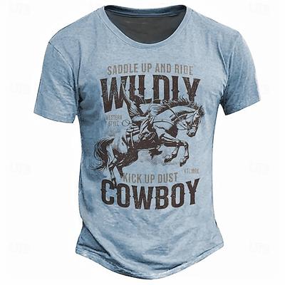 Herren Cowboy Grafik T-Shirt - Sattel aufsteigen wild reiten Western Staub aufwirbeln T-Shirt