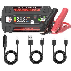 Lokithor Starthilfe-Powerbank J402 Pro, 3 in 1, 12 V, 3.500 A Spitzenstrom, mit Arbeitsleuchte, Kapazität 24000 mAh