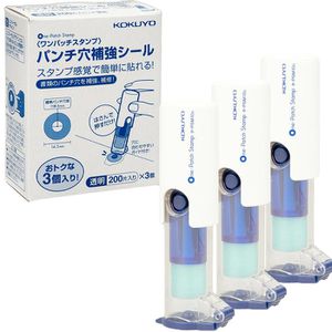 Kokuyo Lochverstärker PSM10BX3, Applikator Stempel, Ringe, selbstklebend im Spender, 3x 200 Stück