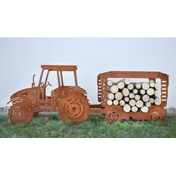 Badeko Traktor mit Anhänger in Edelrostoptik