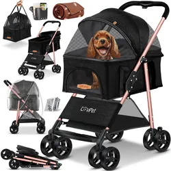 Lovpet Hundewagen 2in1 Hundebuggy Hundebox Transporttasche Faltbar (Hund, Katze, Atmungsaktiv, Faltbar), Tiertransport