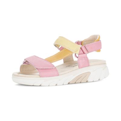 Sandalette GABOR, Damen, Gr. 39, Textil, rosa (pink, apricot, gelb), Nappaleder, Schuhe Sandalette, Keilabsatz, Riemchensandale im Trekking-Look, G-Weite (=weit)