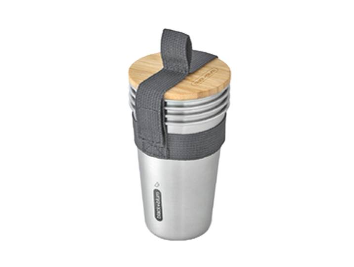 Premium To-Go Becher-Set „Sinsy“ aus Edelstahl Silber, Natural black+blum