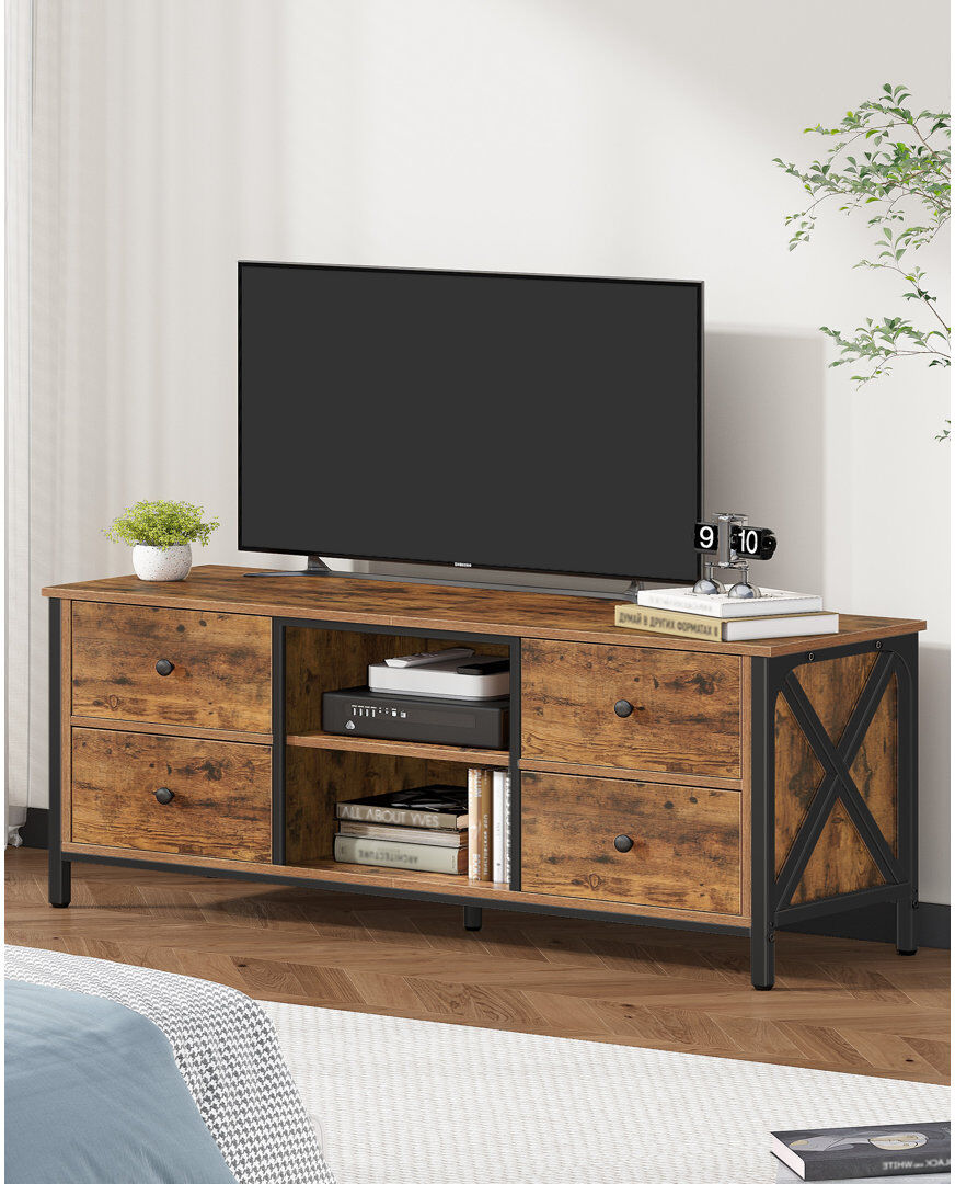 Trent Austin Design TV Stand Cabinet up to 55/65 Inch, TV Unit with 4 Drawers and 2 Open Shelves, TV Console Table for Living Room, Bedroom, Entertainment Room, Industria Rustic Brown 50cm H x 120cm L x 40cm W