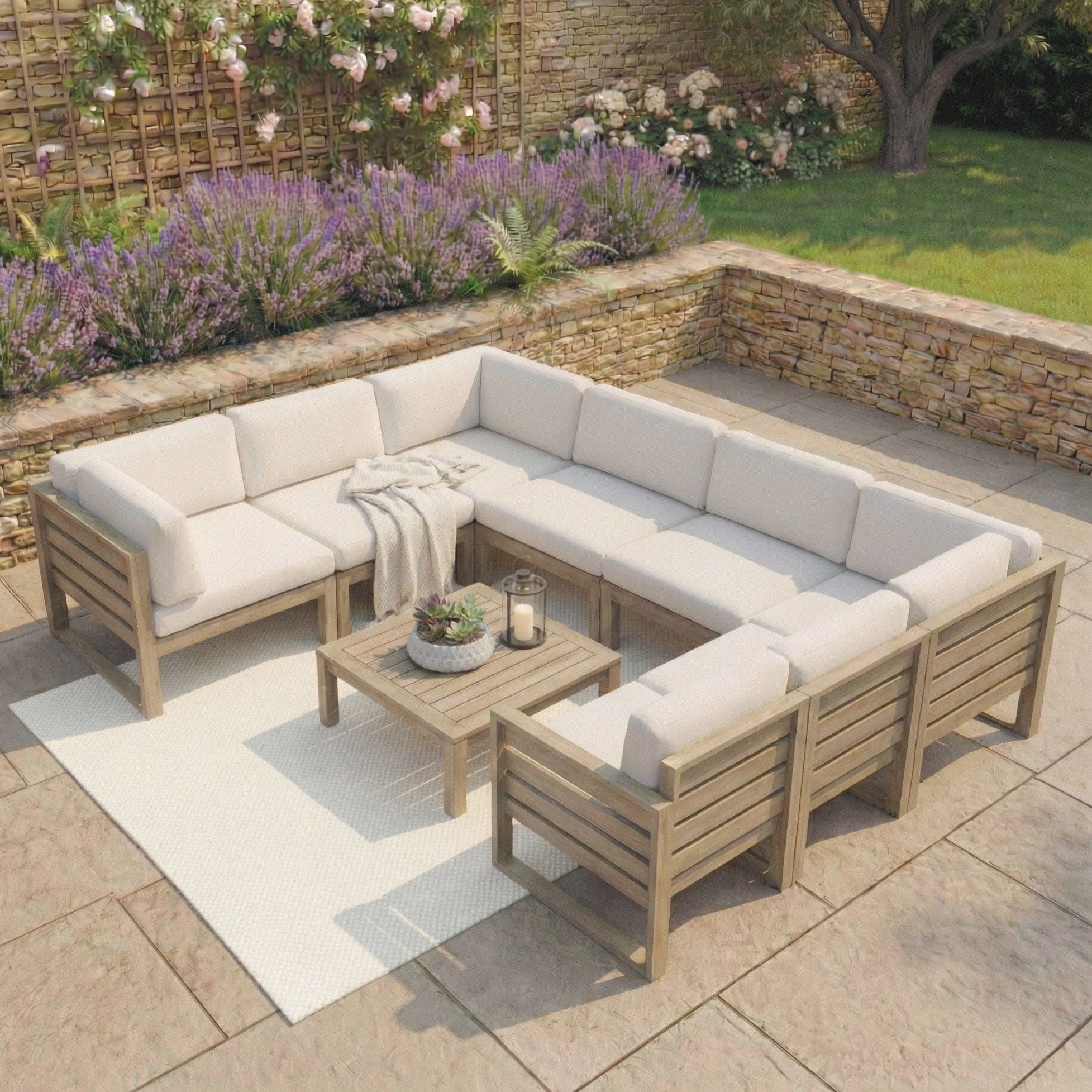 Harbour Lifestyle Andora U-Shape Corner Sofa Set with Coffee Table/ Footstool in Weathered Brown